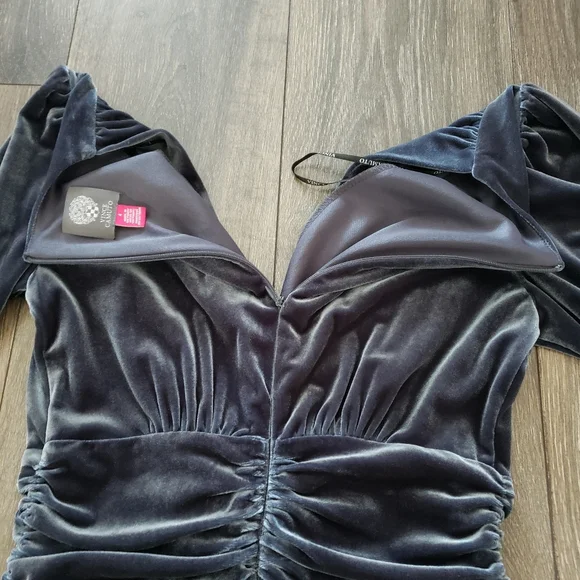 Vince Camuto Velvet Twist Front Dress Charcoal Gray Women's Size 4 - Picture 7 of 7
